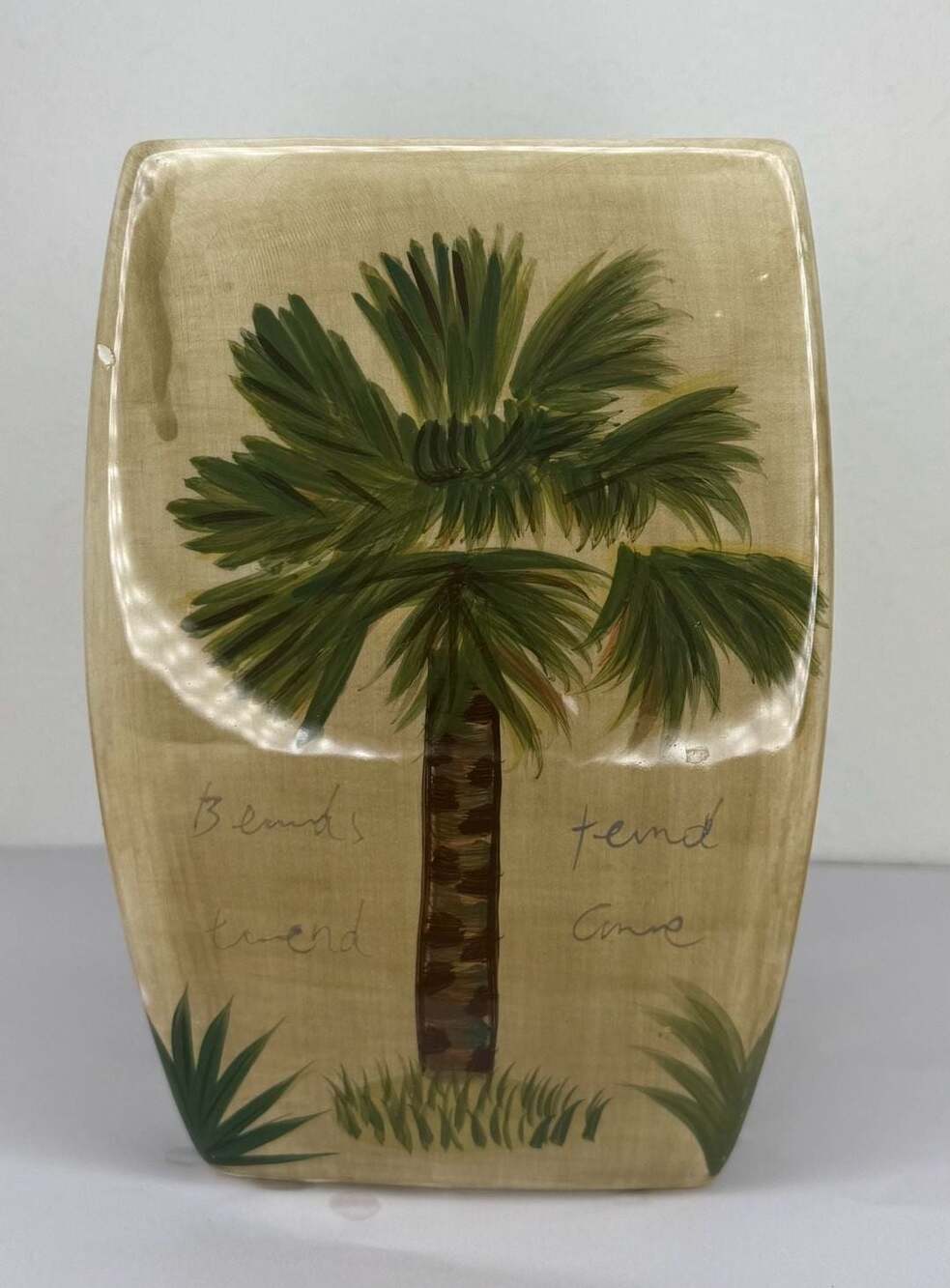 Tabletops Unlimited Bora Bora Palm Tree Ceramic Square Canister